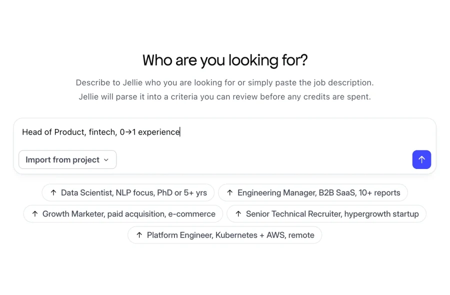 Jellie sourcing search: describe who you're looking for